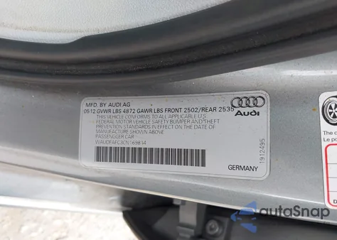 2012 Audi A6 2.0T Premium Plus из США, поврежденный, VIN WAUDFAFC3CN169814